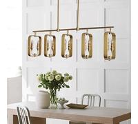 Chandelier Light, Personality Arrogance All Copper Lamp Thickened Straight Row Adjustable Chandelier High-end Villa Hotel Living Room Lighting(Cold White)