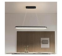 Chandelier Light, Restaurant Pendant Lights Nordic Modern Personality Hotel One-Word Oval Atmosphere Dining Table Room LED Chandelier(Warm White,Black L60cm)