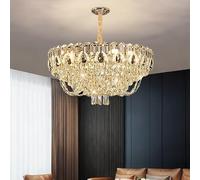 Chandelier Light, Villa High Ceiling Chandelier Modern Hanging Lamp for The Living Room Minimalist Lustre Dining Table Crystal(D50CM,Neutral Light)