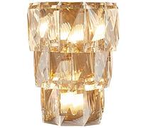 Chandelier Lighting, European wall light American Gorgeous Sconce Wall Lamp Iron All-Crystal Petal Lampshade Wall Lights Embedded System Wall Lighting Indoor Bedroom Bedside Study Living Room Decorati