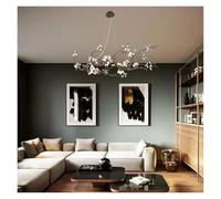 Chandelier Lighting Fixture, Retro Black Copper Decor with Ceramic and Crystal Elements for Living Room and Bedroom