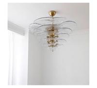 Chandelier, Lotus Leaf Murano Chandelier Ceiling Multi Color Flower Glass Pendant Light Living Room Bedroom Hotel Lobby Art(Cold,D80CM_Transparent)