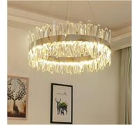 Chandelier Luxury Crystal Round Chandelier Dining Room Rectangular Kitchen Lighting Decorated with LED Glossy Crystal, Light