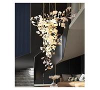 Chandelier, Luxury Staircase Chandelier Villa Duplex Empty Lobby Apartment Floor Ginkgo Leaf Long Hanging Light for Kitchens(D100CM)