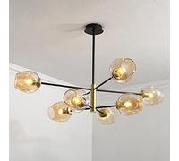 Chandelier Mid-Century Ceiling Lights Glass Chandeliers with Magic Bean Molecular Shade,Globes Pendant Lamp for Kitchen Island Living Dining Room Bedroom