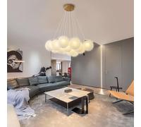 Chandelier Mid-Century Nordic Large Globe Glass Bubble Ball Ceiling Lamp Shape Pendant Light Fixture Gold Base 13 Lights Modern Decorative Chandeliers for Living Room Dining Room Bedroom Entry
