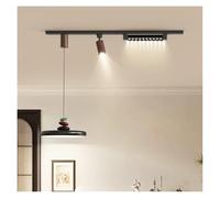 Chandelier, Middle Ancient Style Restaurant Fan Integrated Remote Control Track Spotlight Dining Table Room Balcony Chandeliers(C Black)
