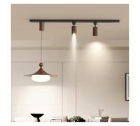 Chandelier, Middle Ancient Style Restaurant Fan Integrated Remote Control Track Spotlight Dining Table Room Balcony Chandeliers(A Walnut)