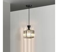 Chandelier, Mini Crystal Gold Pendant Lights Kitchen Island Square Modern Hanging Ceiling Lighting Fixtures Adjustable Black Small Chandeliers for Kitchen Island Dinning Room Cafe
