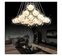 Chandelier Modern Creative Clear Glass Double-Deck Ball Chandelier Lamp DIY Home Deco Living Room G4 LED Bulb Chandelier Light (Body Color : 37 Lights Emitting Color : Cold) (White Light Dimmable 15