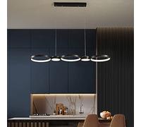 Chandelier Modern LED Chandeliers 40W Tricolor Dimming Ring Pendant Light Acrylic Ceiling Fixture Adjustable Linear Hanging Lamp Compatible with Living Room Dining Bedroom，Black for HOM interesting
