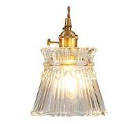 Chandelier, Modern light fixture Gold French V-intage Entrance Moisture Proof Pendant Light Brass Lamp Base Glass Lamp Shade Hanging Ceiling Lamp Fixture Adjustable Rope E27 Singl