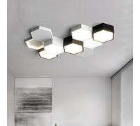 Chandelier, Modern Simple Hexagon Led Ceiling Light Dimmable Creative Geometry Living Dining Room Lamp Indoor Home Lighting Bedroom Fixtures