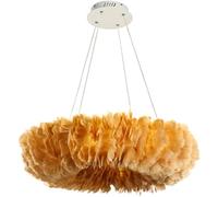 Chandelier Nordic Chandelier,Warm Romantic Living Dining Room Bedroom,Feather Round Lampshade Ceiling Light-Grey 80cm Pendant Light Home Decor Lamp(Orange,40cm)