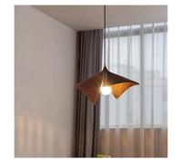 Chandelier, Nordic Simple Single Head Led Pendant Lamp Creative Leaf Resin Chandeliers Home Stay Dining Bedroom Study Lighting Decoration(Wood,Neutral Light 4500K)