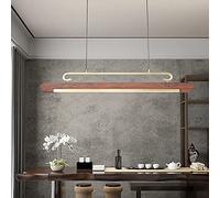 Chandelier Northern Europe Modern All Bronze Chinese Style Japanese Led Restaurant Pendant Lights Light Strip Long Tricolor Dimming Hanging(L73CM)