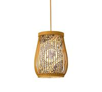 Chandelier Pendant Lamp, Retro Bamboo Ceiling Light, Decorative LED Lighting, E27 Base, Country Style for Dining Room and Bedroom