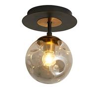 Chandelier Pendant Lighting Black with Glass Globes Classic Vintage Sputnik Semi Flush Mount Ceiling Light Fixture for Hallway Aisle Porch Stairway Closet,1Light