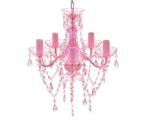 Chandelier Pink 38x45cm Plastic 5-Light Crystal Droplet Ceiling Lamp Modern