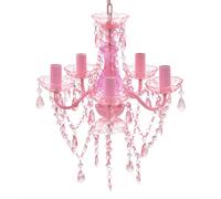 Chandelier Pink 38x45cm Plastic 5-Light Crystal Droplet Ceiling Lamp Modern