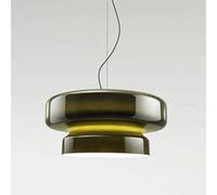 Chandelier, Round Glass Double Hanging Light Fixture, E27 Mid Century Modern Ceiling Light for Dining Room, Café, Bar, and Home Decoration