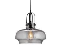 Chandelier Rustic Farmhouse Industrial Round Ceiling Pendant Light Fixture with Clear Glass Shades for Dining Room Kitchen Island Foyer Entryway, 13", E27 Base(Smoke Gray,24cm)