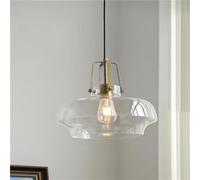 Chandelier Rustic Farmhouse Industrial Round Ceiling Pendant Light Fixture with Clear Glass Shades for Dining Room Kitchen Island Foyer Entryway, 13", E27 Base(Clear,18cm)