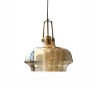Chandelier Rustic Farmhouse Industrial Round Ceiling Pendant Light Fixture with Clear Glass Shades for Dining Room Kitchen Island Foyer Entryway, 13", E27 Base(Amber,24cm)