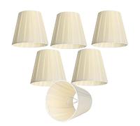 Chandelier Shades Set of 6 Clip-On Pleated Beige Small Empire Lampshades for E14 Candelabra Bulbs - Fabric Light Covers for Chandeliers, Wall Sconces, Table Lamps