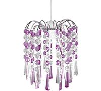 Chandelier Style Ceiling Light Shade Droplet Pendant Acrylic Crystal Bead Luxury (Ely Pendant Purple)