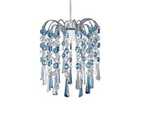 Chandelier Style Ceiling Light Shade Droplet Pendant Acrylic Crystal Bead Luxury Light Shade Compact Caravan Ceiling Pendant Teardrop Lamp Shade for Living Room Kitchen (Blue Ely)