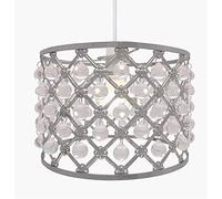 Chandelier Style Ceiling Light Shade Droplet Pendant Acrylic Crystal Bead Luxury (Sparkly Light Shade Silver)