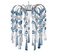 Chandelier Style Ely Ceiling Light Shade Luxury Modern | Ceiling Pendent Acrylic Gem Crystal Bead Droplet Hanging Universal Fit | Light for Bedroom, Living Room, Kitchen, Entryway (Blue)