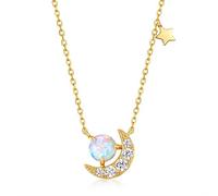 chandelier synthetic opal 5a zircon crescent moon pendant necklace for women jewelry light