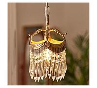 Chandelier, V-intage French Copper Porch Small Chandelier Corridor Balcony Retro Pendant Lighting Bedroom Bedside Crystal Hanging Lamp(Changeable) (Changeable)