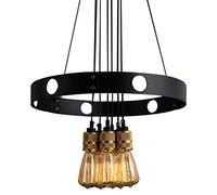 Chandelier, V-intage Wrought Iron Round Chandelier, Classic Black Metal Chandelier, E27 Light Source Two Effect Decorative Lamps, Living Room Dining Room Kitchen Bar Coffee Lighting