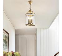 Chandelier, Vintage Brass Hall & Foyer Light Lantern, Birdcage Candle Pendant Light, Adjustable Hanging Lighting Fixture for Bedroom and Living Room