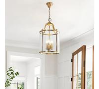 Chandelier, Vintage Brass Hall & Foyer Light Lantern, Birdcage Candle Pendant Light, Adjustable Hanging Lighting Fixture for Bedroom and Living Room