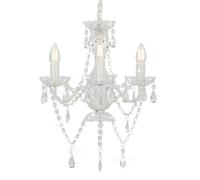 vidaXL Chandelier with Beads White Round 3xE14 Pendant Lamp Living Room Light