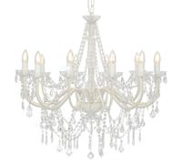 Chandelier with Crystal Beads 12x E14 Bulbs Ceiling Lamp Multi Colours vidaXL