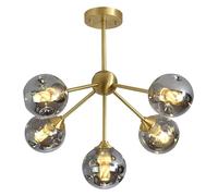 Chandeliers 3-Light Flush Mount Ceiling Light Mid Century Sputnik Chandelier Brushed Brass Pendant Light Fixtures with Glass Shade Black Ceiling Light for Bedroom Living Room Farmhouse Small Gift