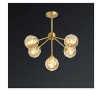 Chandeliers 3-Light Flush Mount Ceiling Light Mid Century Sputnik Chandelier Brushed Brass Pendant Light Fixtures with Glass Shade Black Ceiling Light for Bedroom Living Room Farmhouse Small Gift
