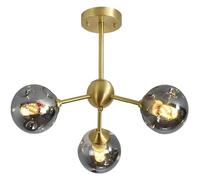Chandeliers 3-Light Flush Mount Ceiling Light Mid Century Sputnik Chandelier Brushed Brass Pendant Light Fixtures with Glass Shade Black Ceiling Light for Bedroom Living Room Farmhouse Small Gift