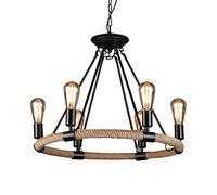 Chandeliers,6 Head Rustic Chandelier Large Retro Round Rustic Ceiling Light Lighting Light Rope Wagon Wheel Light Fixture for Dining Living Room,Bedroom