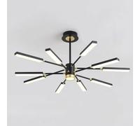 Chandeliers, 6 Lights Modern Chandelier LED Pendant Lighting Black and Gold Mid Century Semi Flush Mount Ceiling Light Fixture Hanging 3-Color Dimmable for Living Room(C)