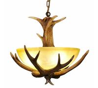 Chandeliers , Antler Chandelier Lighting 3 Light with Frosted Glass Bowl V-intage Resin Deer Horn Farmhouse Chandelier Countryside Antler Ceiling Chandeliers for Christmas Restaurant Lamp Bar Coffee