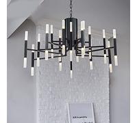 Chandeliers Ceiling Light,36-Lights Kitchen Island Light Modern Large Chandelier for Dining Room Metal Acrylic Pendant Light with G4 Bulb Hanging Ceiling Fixture(36 Lights, Black)