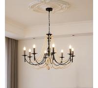 Chandeliers Ceiling Light,Farmhouse Candle Chandelier, Rustic Lighting Fixture Vintage Pendant Light with 16" Adjustable Chain, Hanging Lamp for Kitchen Island, Living Room, Bedroo