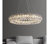 Chandeliers Ceiling Light,Modern Round Crystal Chandelier, Luxury Pendant Light Fixture Raindrop Hanging Lamp Led 3-Color Dimmable for Living Dining Room Entryway Bedroom Kitchen I