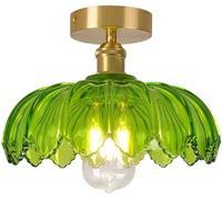 Chandeliers, Ceiling Lights, Glass Ceiling Light Modern Brass Ceiling Light Fixtures with Glassshade Ceilingp for Bedroom Living Dining Room Hallway/Green
